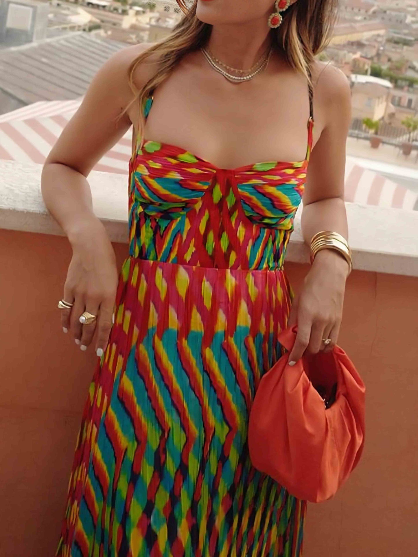 Bold Abstract Geometric A - Line Maxi Dress - TheBohoBloom