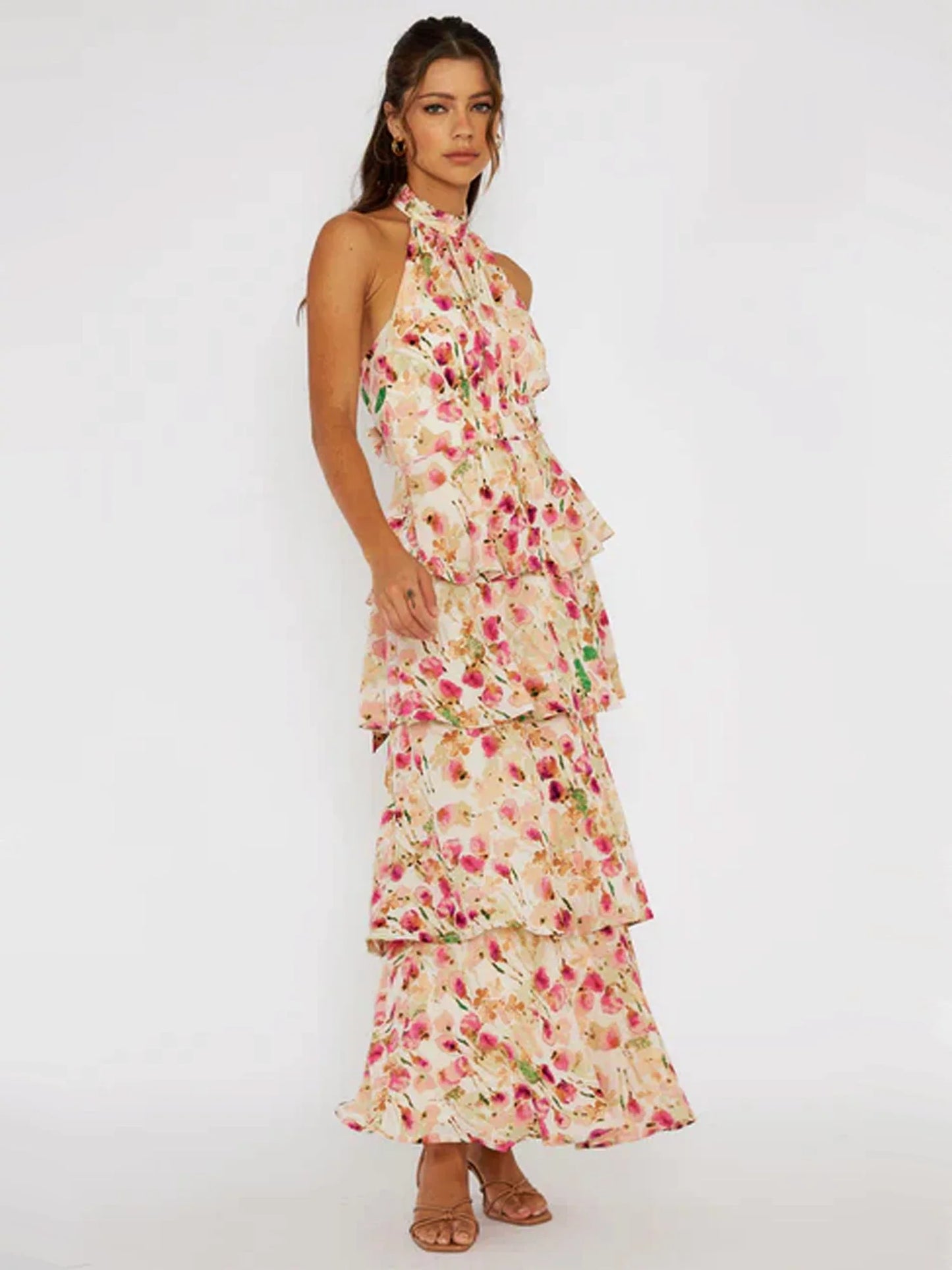 Garden Ruffle Halterneck Maxi Dress - TheBohoBloom