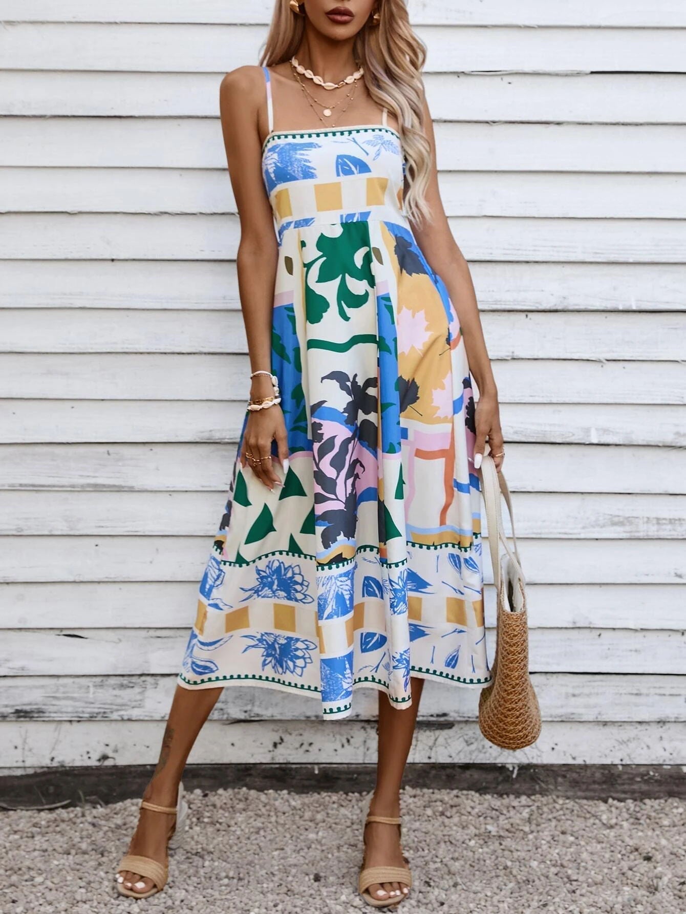 Vibrant Vision Patchwork Midi Dress - TheBohoBloom