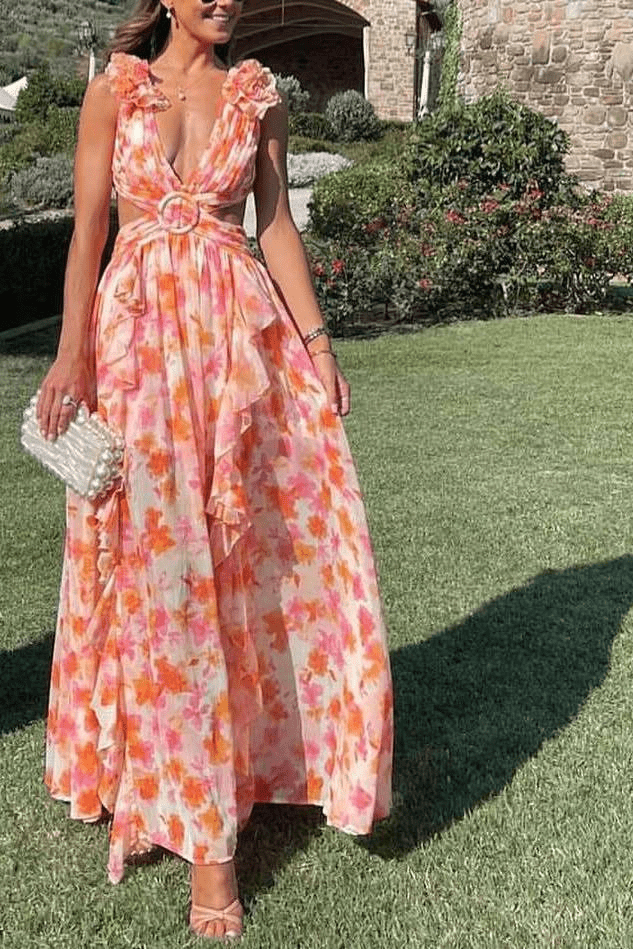 Whispering Vines Ruffle Maxi Dress - TheBohoBloom