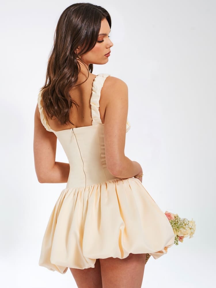 Dainty Puff Sleeve Elegance Mini Dress - TheBohoBloom
