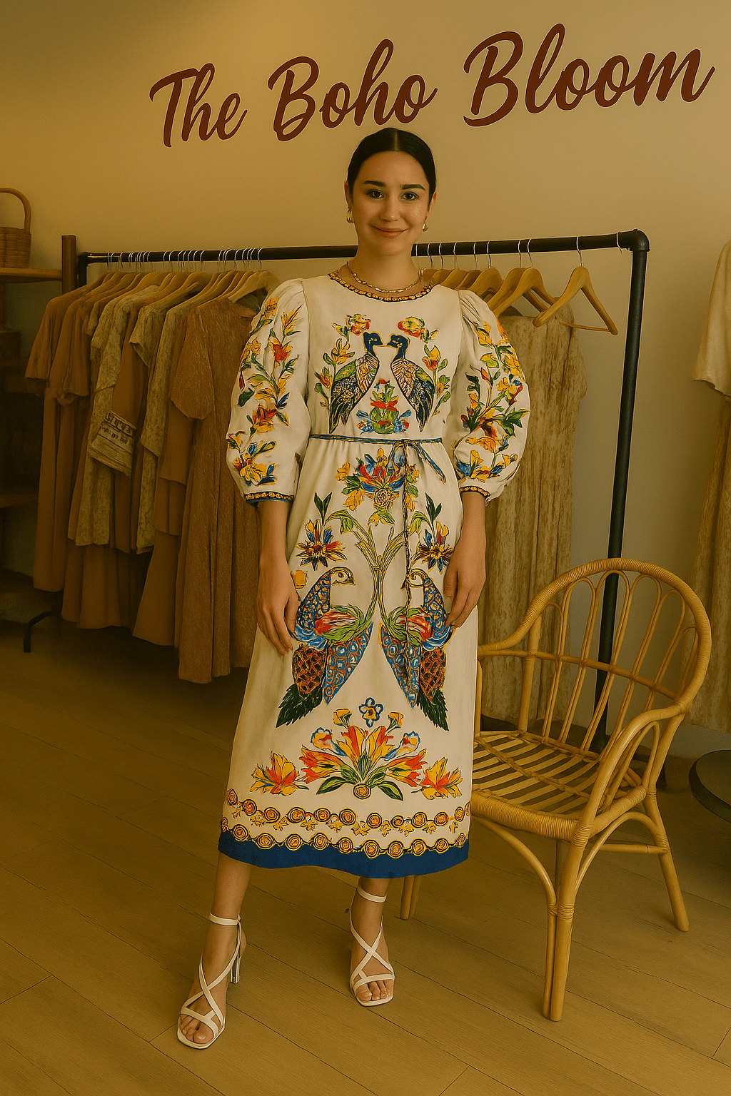Ornate Oasis Midi Dress - TheBohoBloom