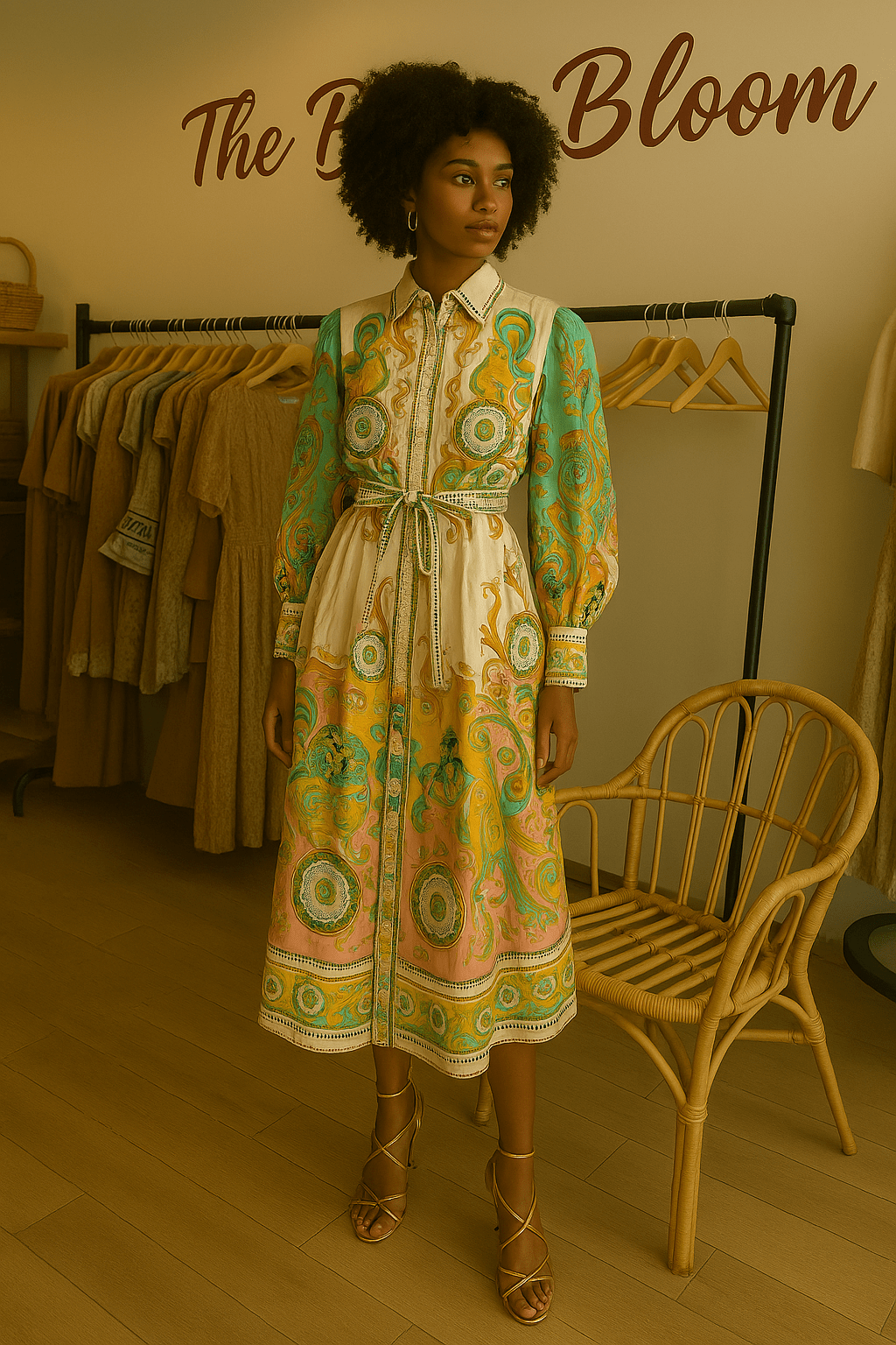 Jardin de Fleurs Art Midi Dress - TheBohoBloom
