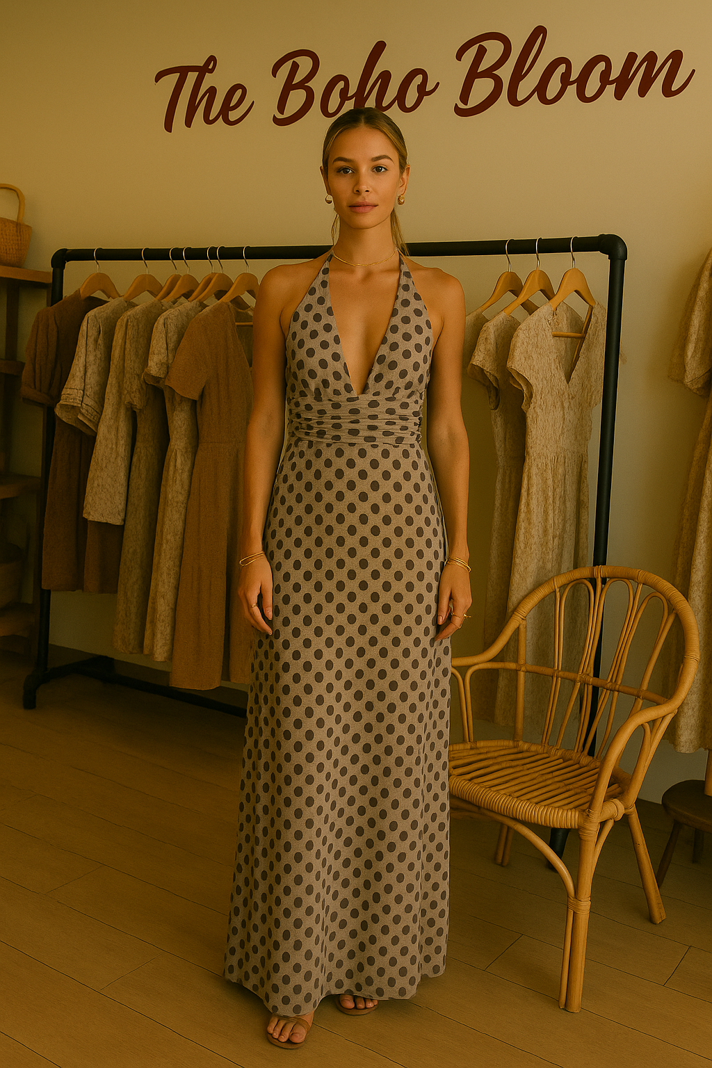 Noir Mirage Polka Maxi Dress
