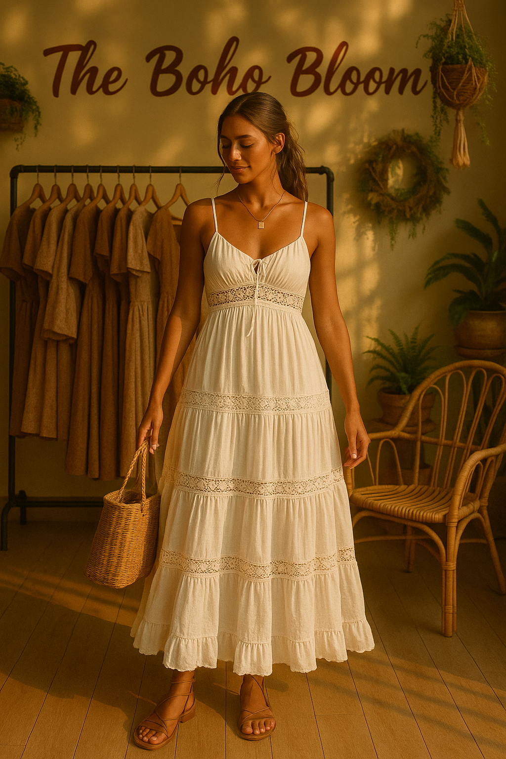 Trail Whisper Stufen-Midikleid