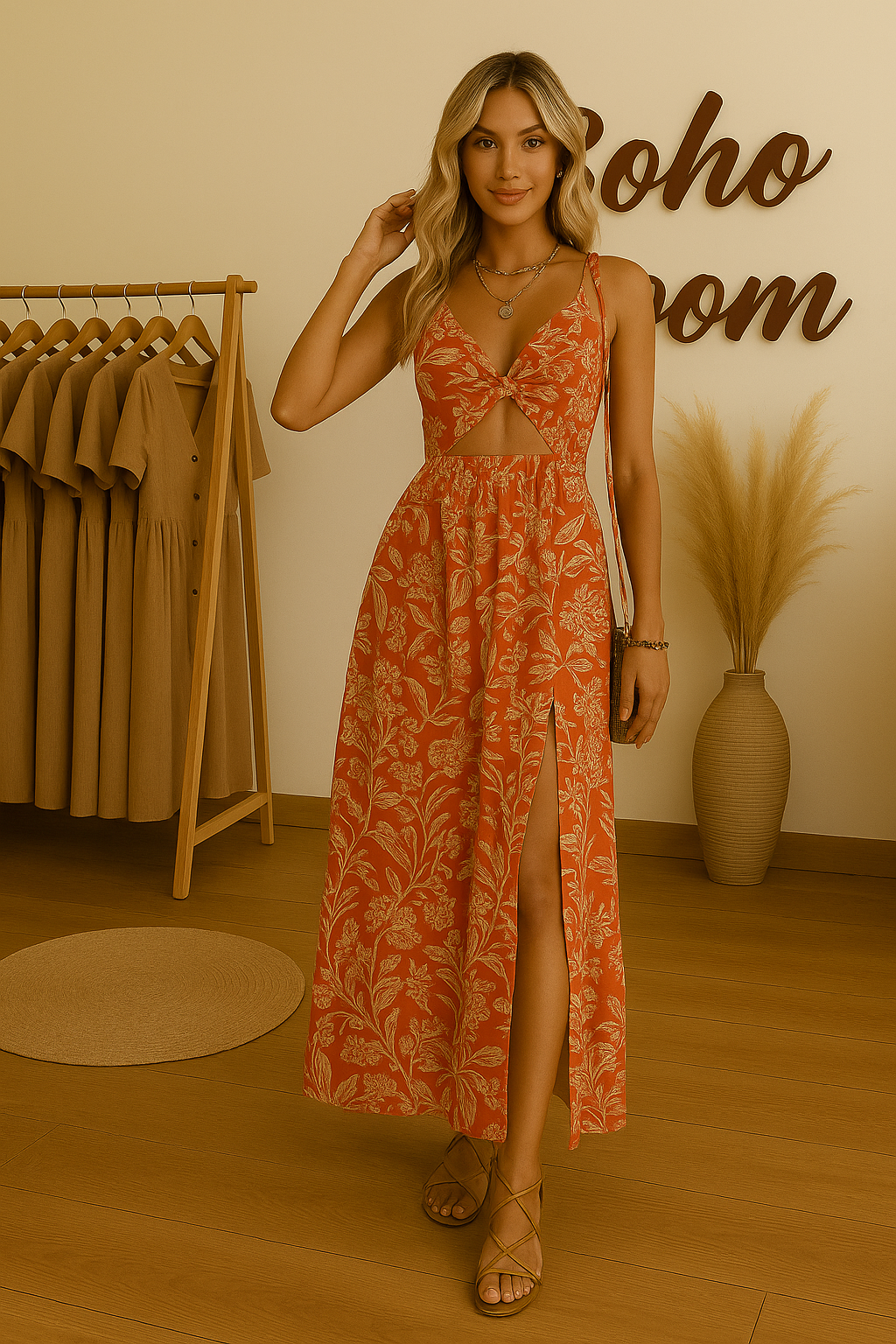 Flame Petal Escape Maxi Dress