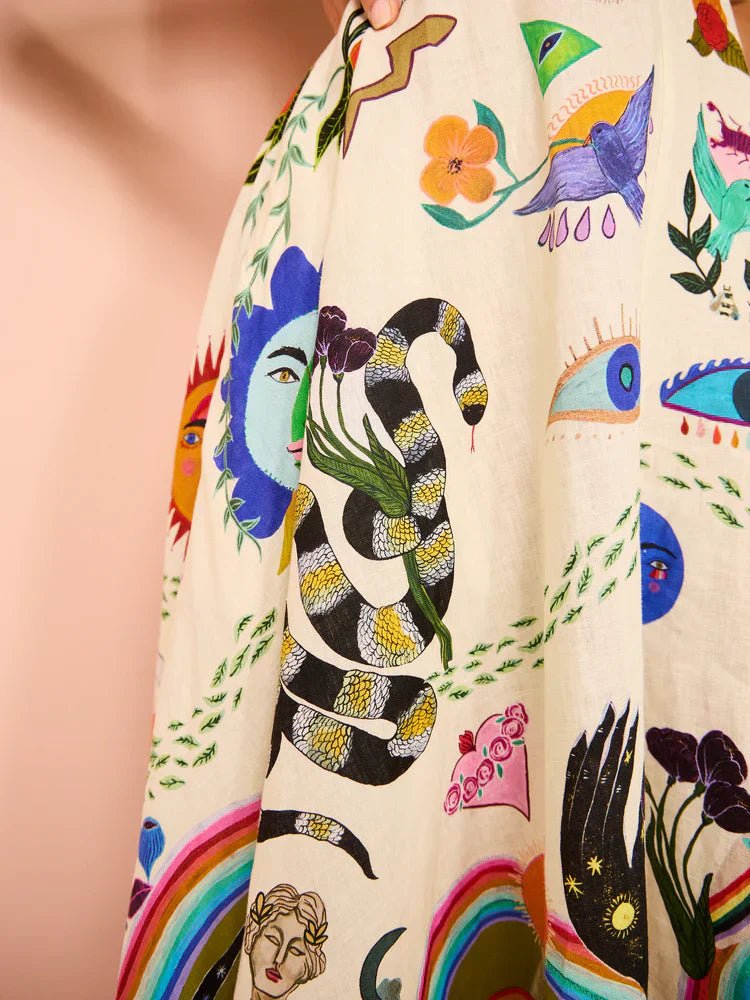 Botanica Spirit Print Midi Dress - TheBohoBloom