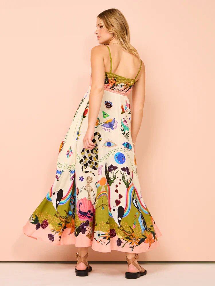 Botanica Spirit Print Midi Dress - TheBohoBloom