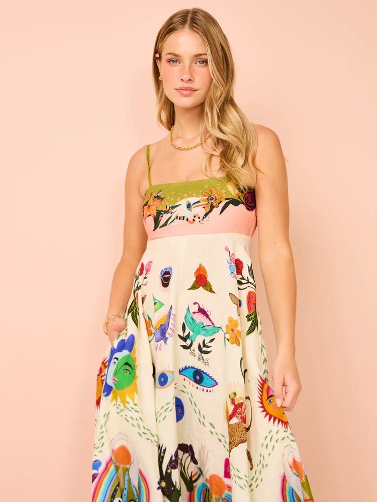 Botanica Spirit Print Midi Dress - TheBohoBloom