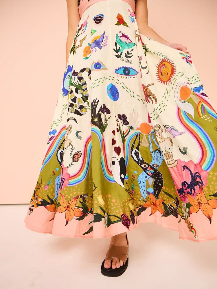 Botanica Spirit Print Midi Dress - TheBohoBloom
