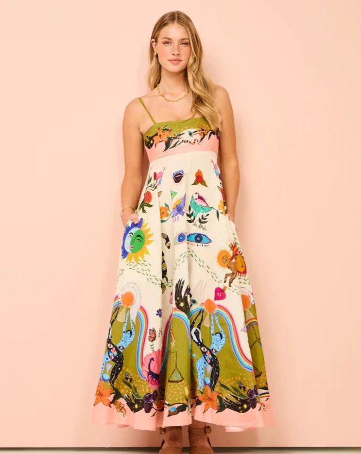 Botanica Spirit Print Midi Dress - TheBohoBloom