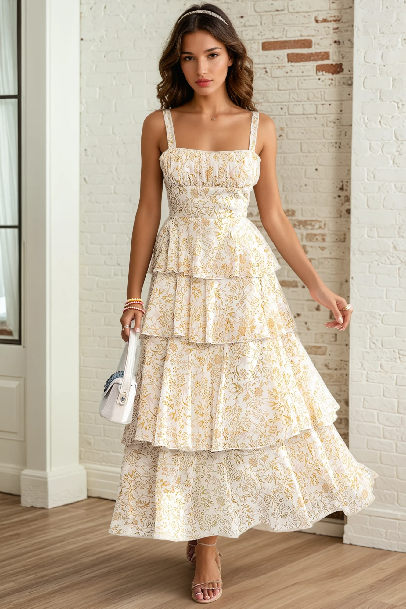 Belle Botanique Tier Midi Dress