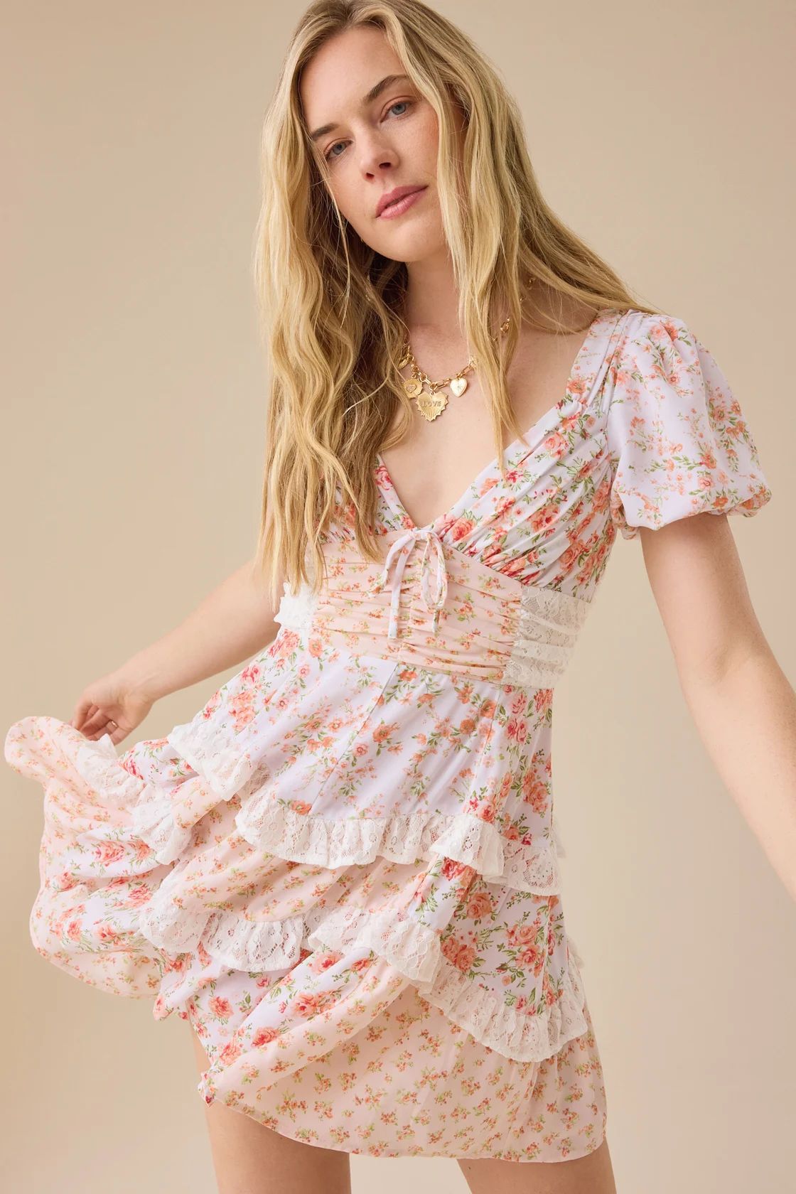 Floral Timeless Patchwork Mini Dress