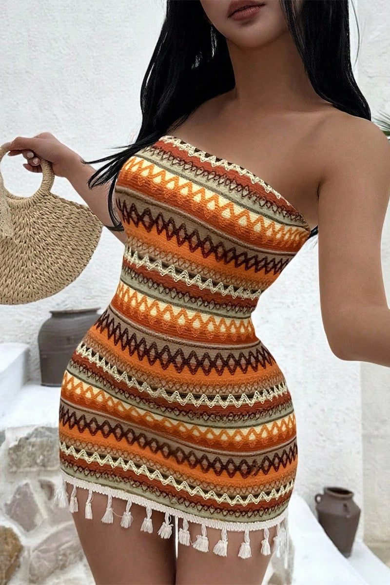 Solflare Knit Tassel Mini Dress