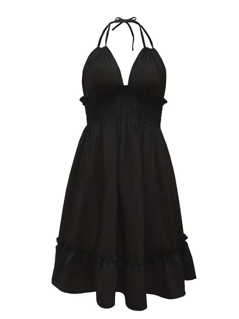 Midnight Wave Halter Mini Dress