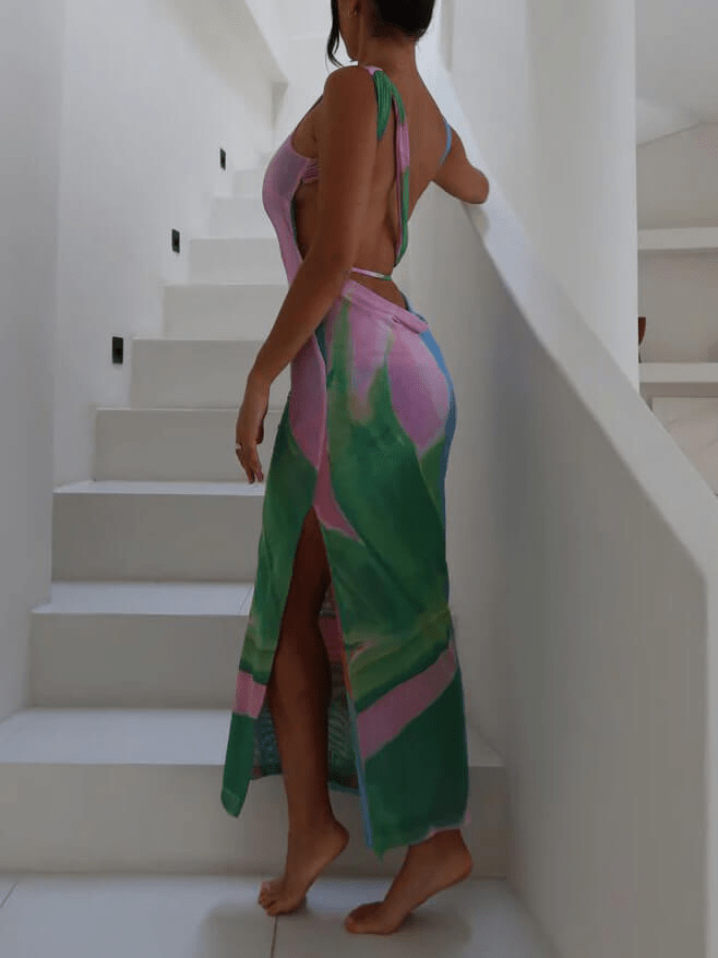 Fluid Art - Inspired Sleeveless Maxi Dress - TheBohoBloom