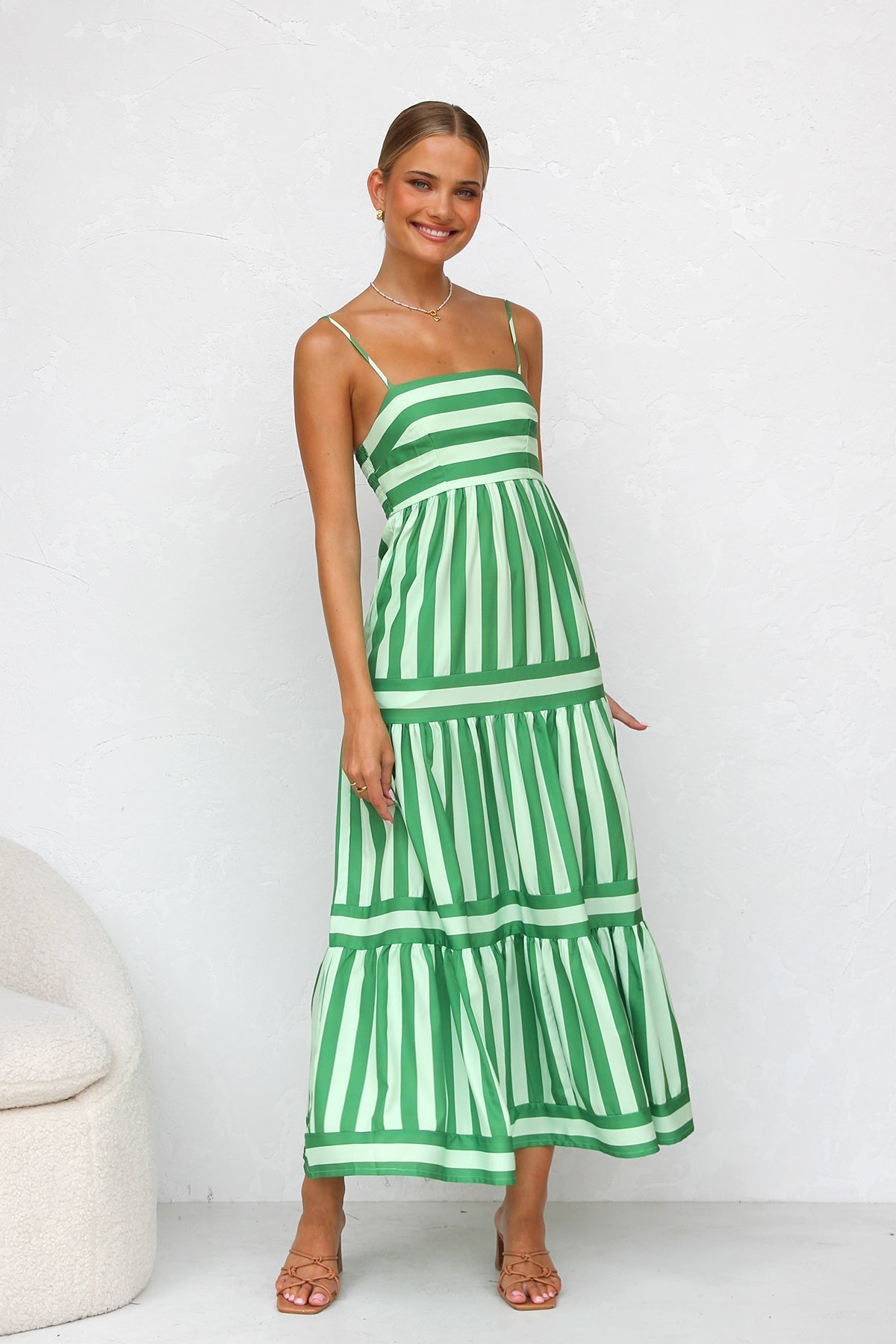 Mint Mojito Striped Maxi Dress - TheBohoBloom