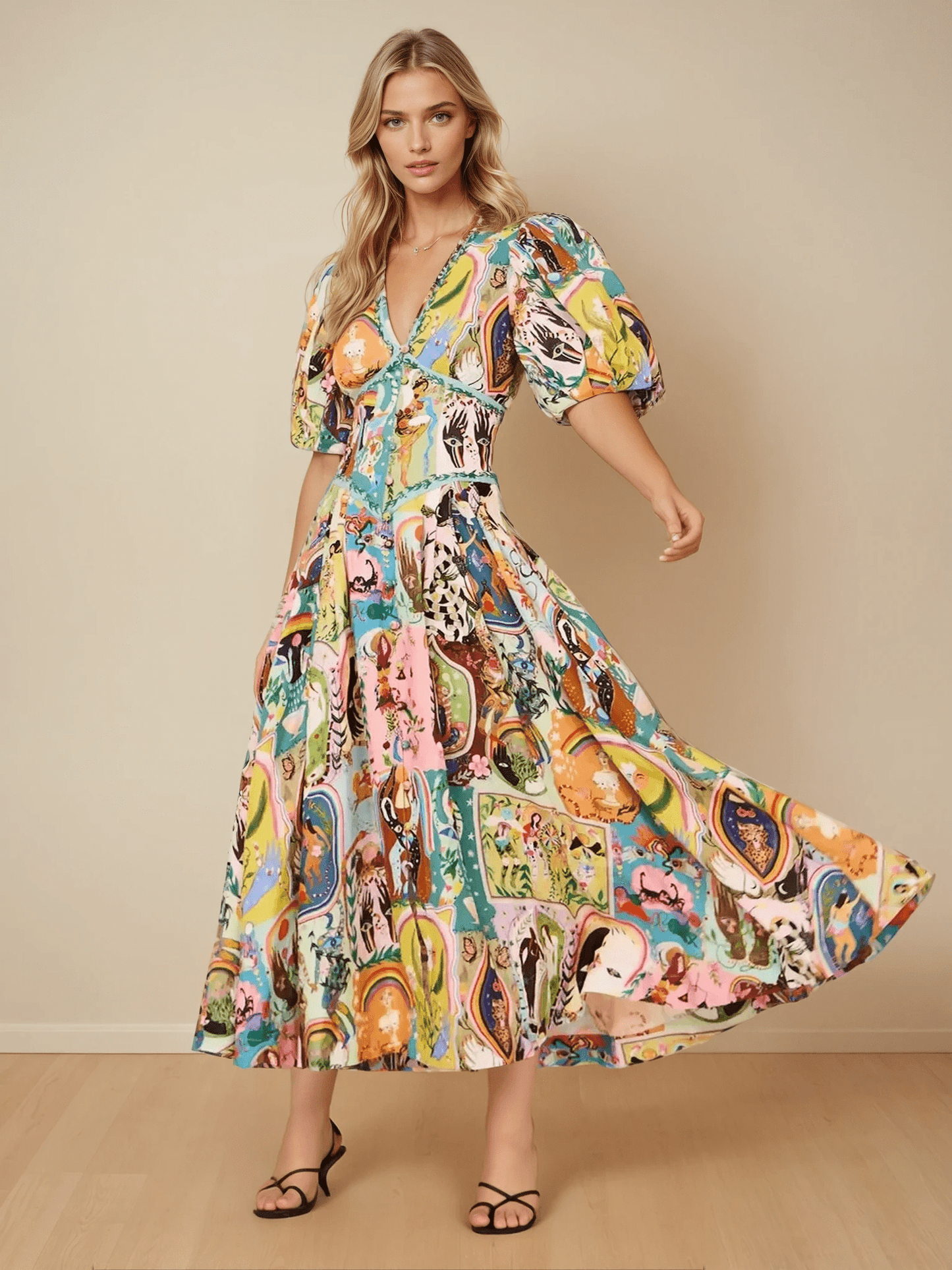 Wonderland Whirl Midi Dress - TheBohoBloom
