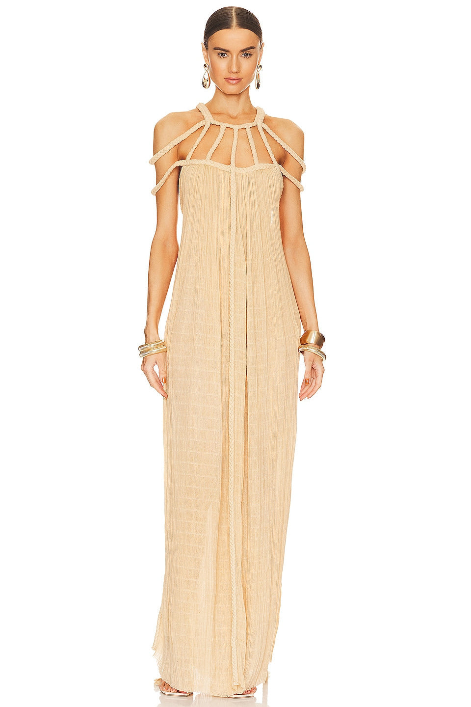Zafira Strand Halter Maxi Dress