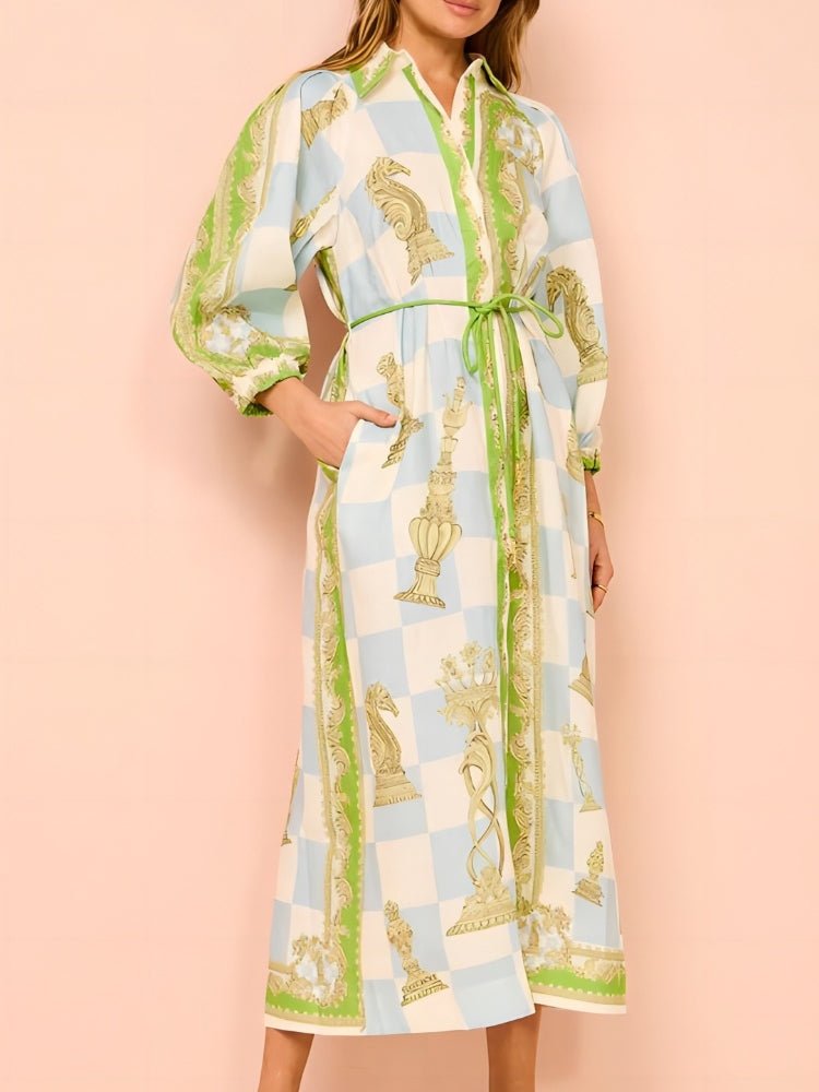 Flowy Grace Printed Midi Dress - TheBohoBloom