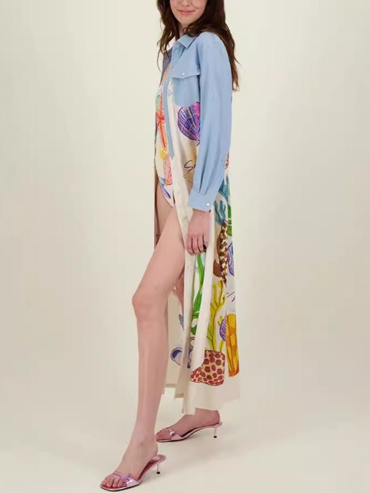 Under the Sea Illustrated Midi Dress - TheBohoBloom