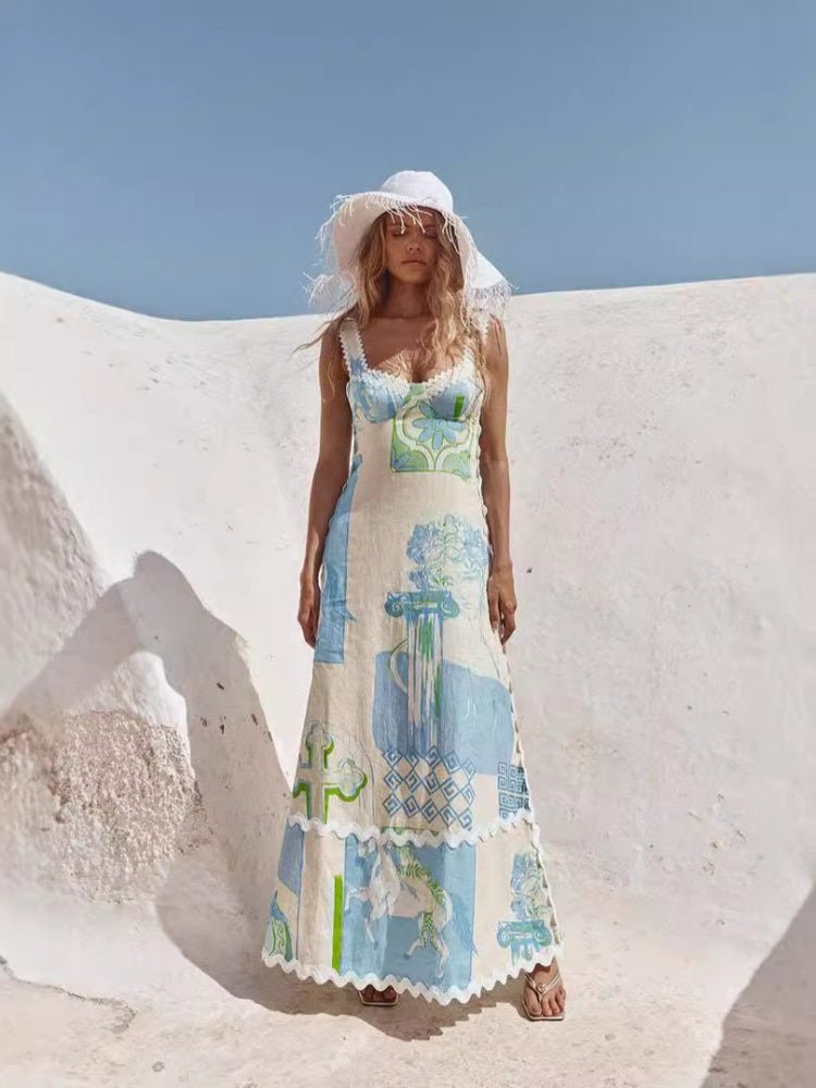Coastal Charm Linen Maxi Dress - TheBohoBloom