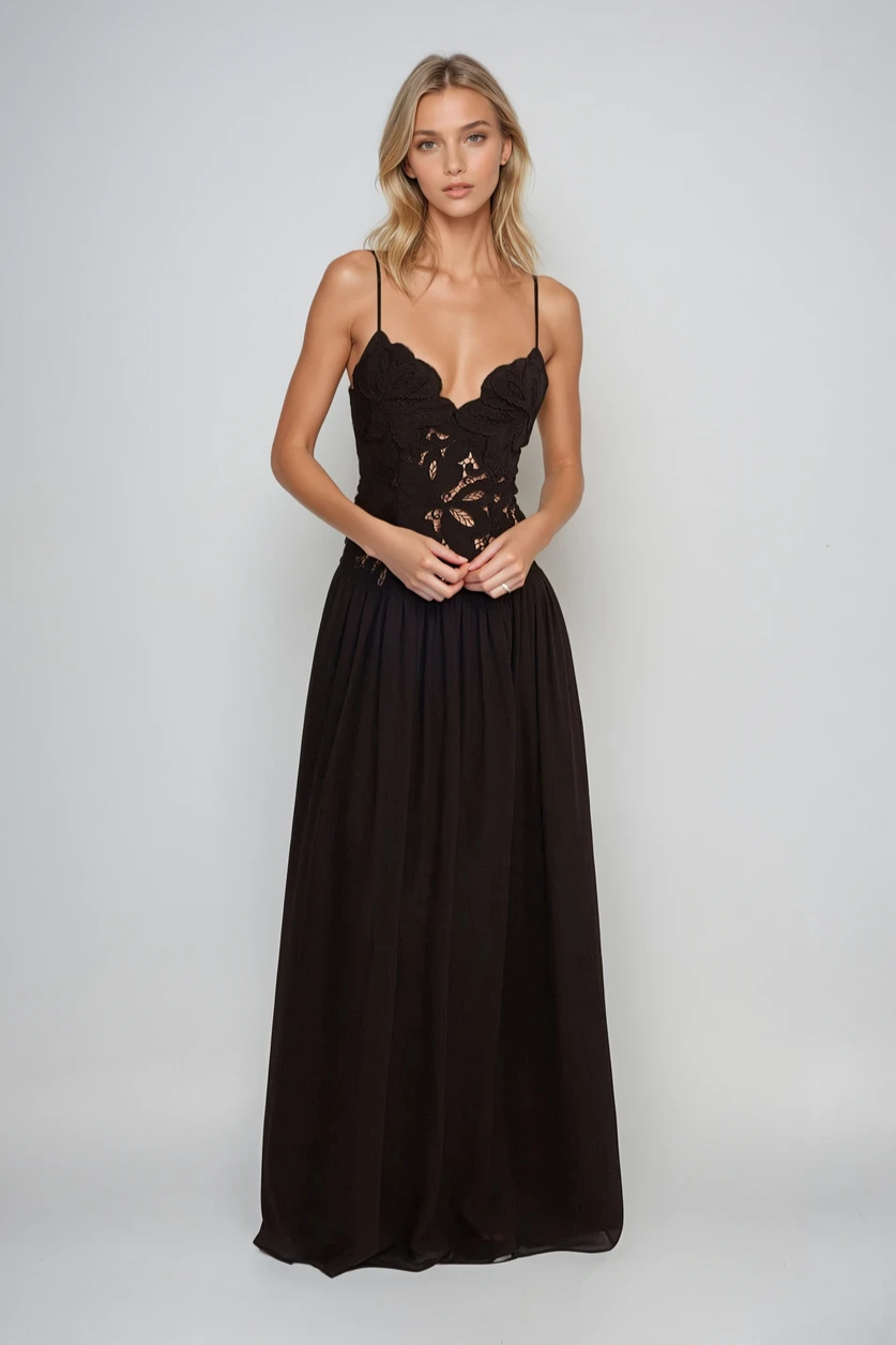 Thea Appliqué Draped Maxi Dress