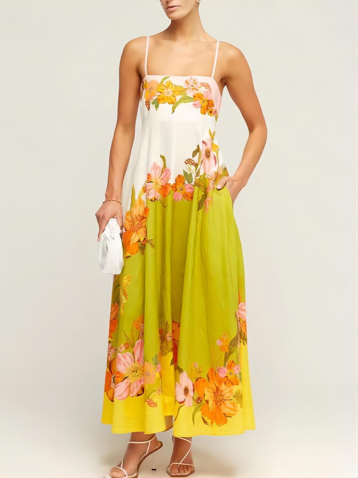 Soft Sunrise Floral Maxi Dress - TheBohoBloom