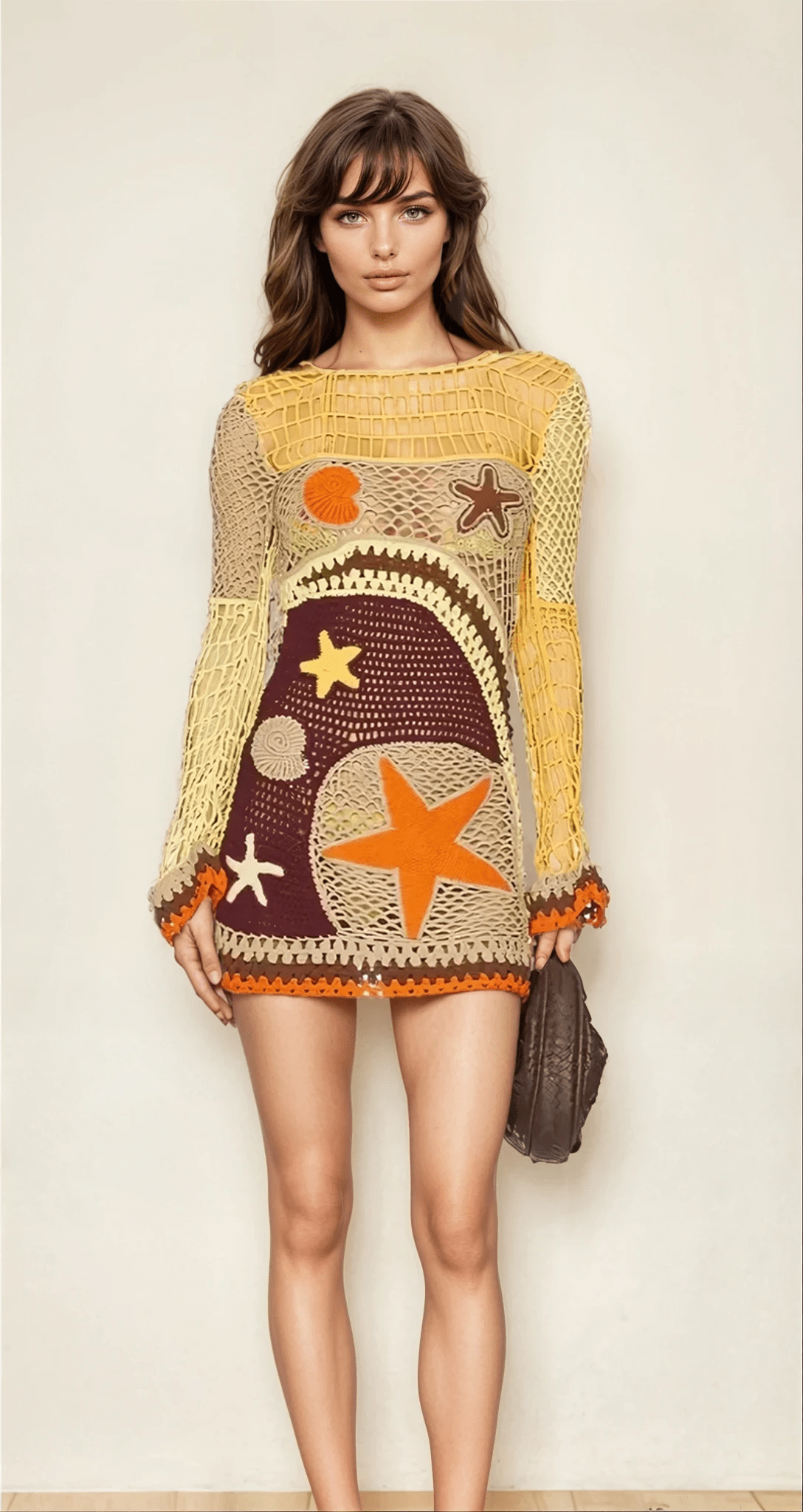 Starlit Waves Crochet Mini Dress - TheBohoBloom