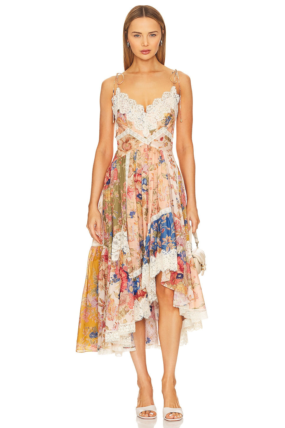 Velora Asymmetrical Lace Midi Dress