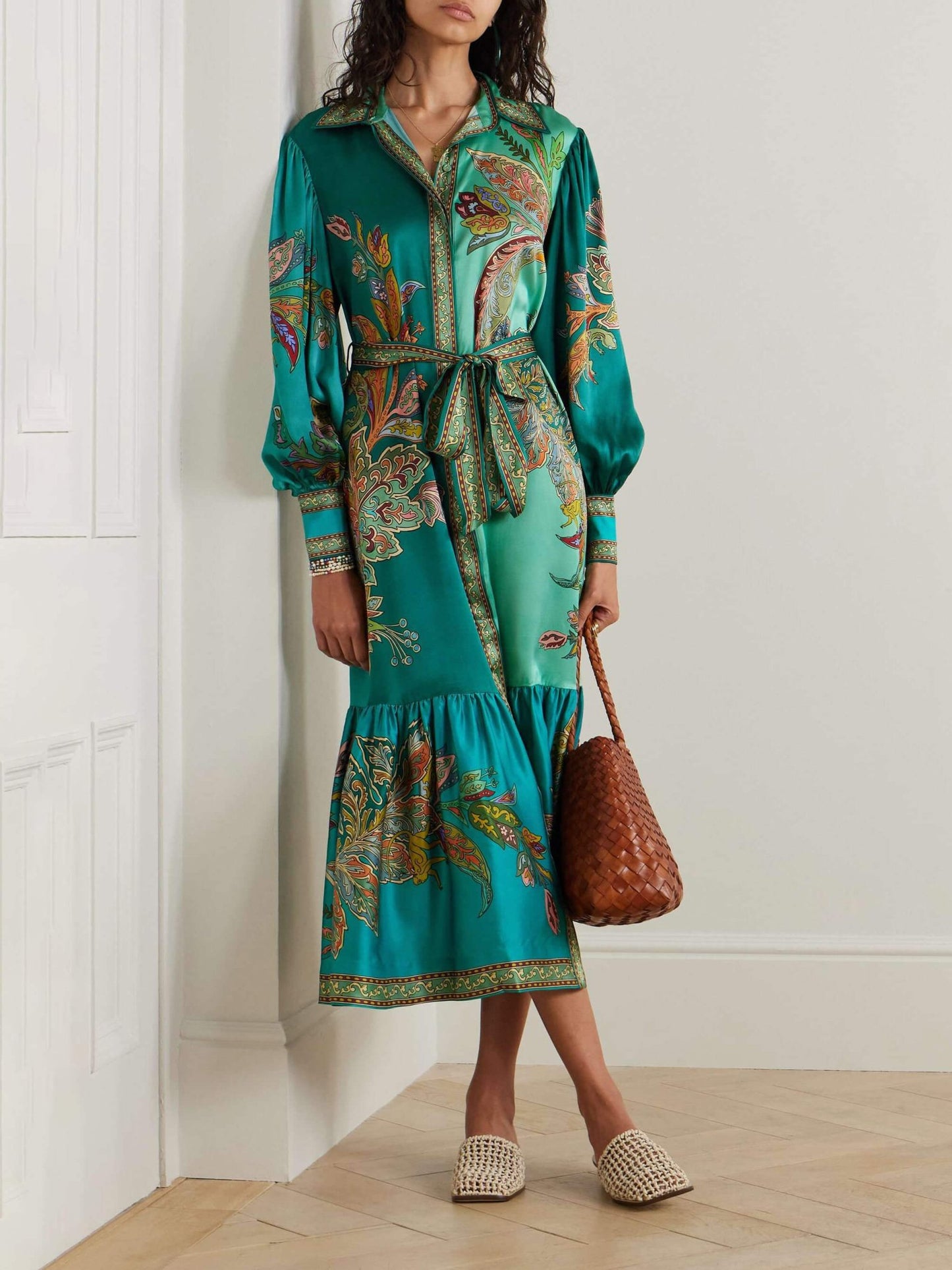 Satin Floral Midi Dress - TheBohoBloom