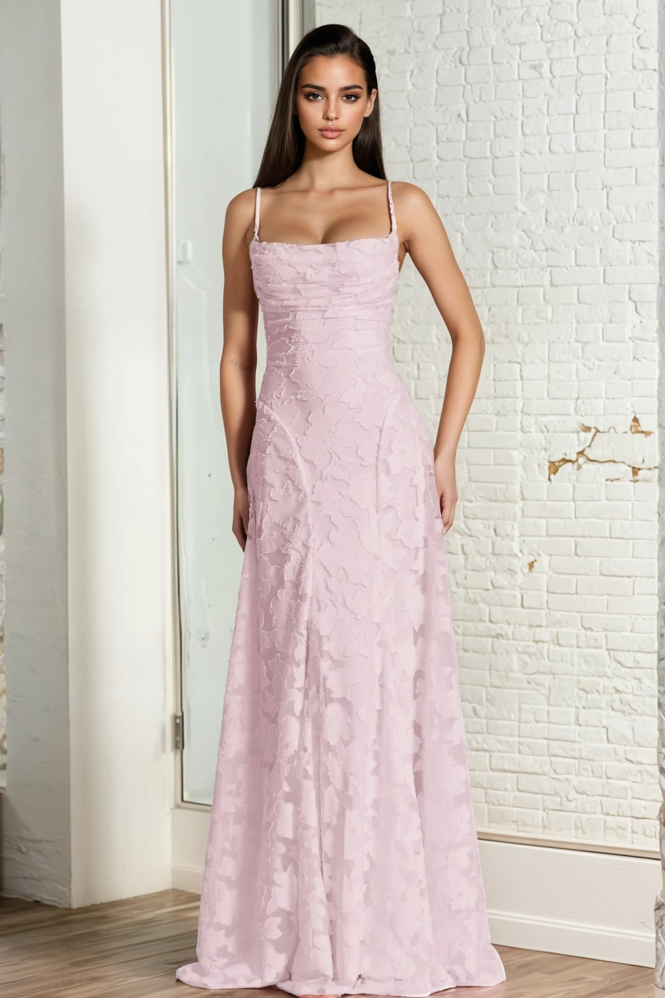 Ivory Drift Jacquard Maxi Dress