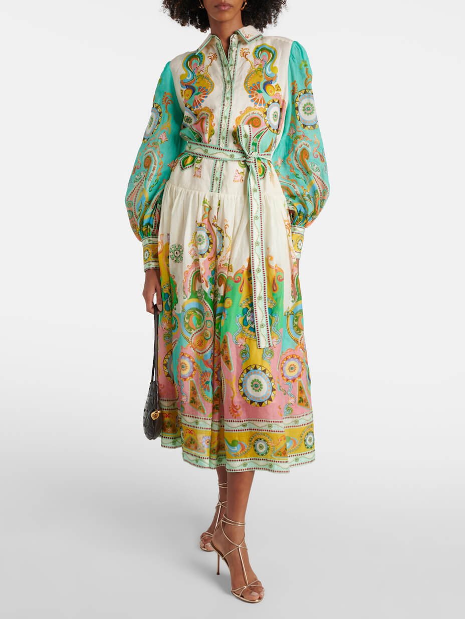 Sketch Sophisticated Puff Sleeve Midi Dress - TheBohoBloom