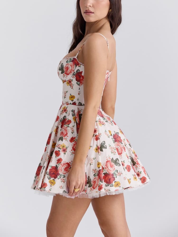 Sicilian Rose Tulle Mini Dress - TheBohoBloom