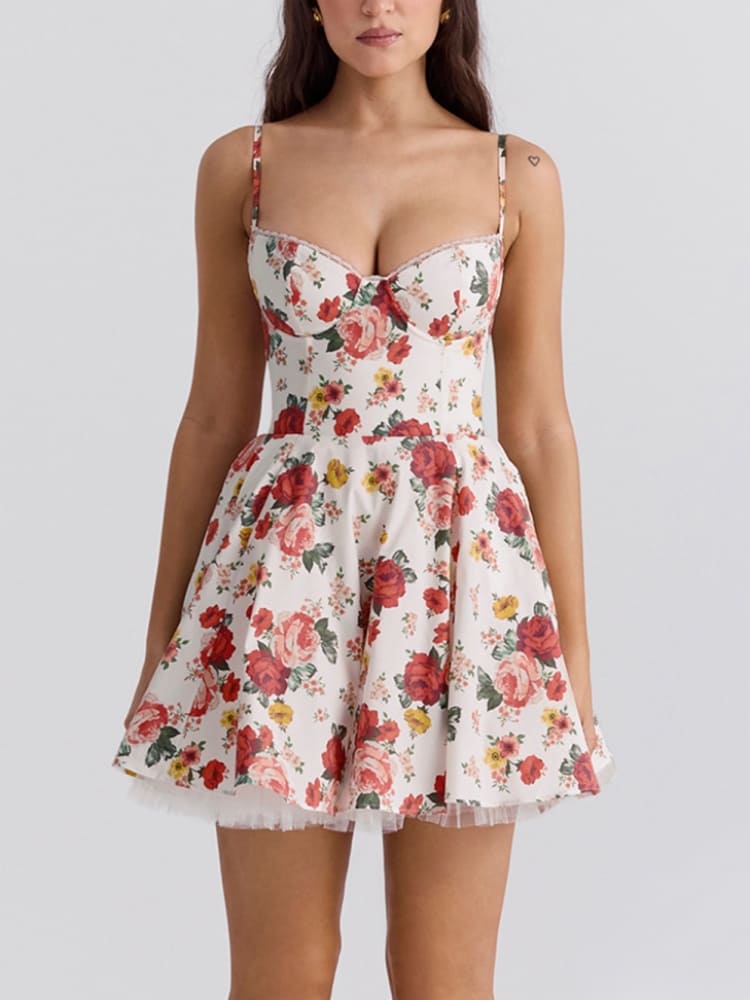 Sicilian Rose Tulle Mini Dress - TheBohoBloom