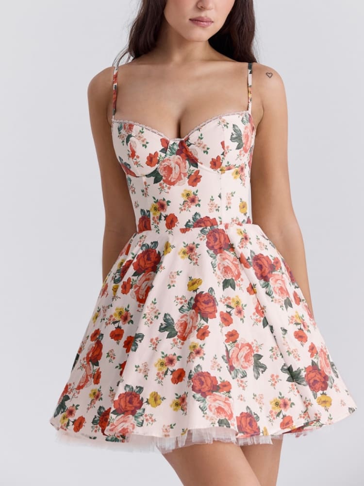 Sicilian Rose Tulle Mini Dress - TheBohoBloom