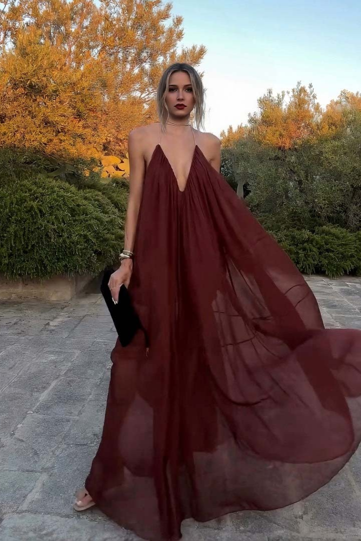 Ebon Muse Cascade Maxi Dress