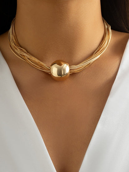 Punk Style Multi-Layered Chain Ball Necklace