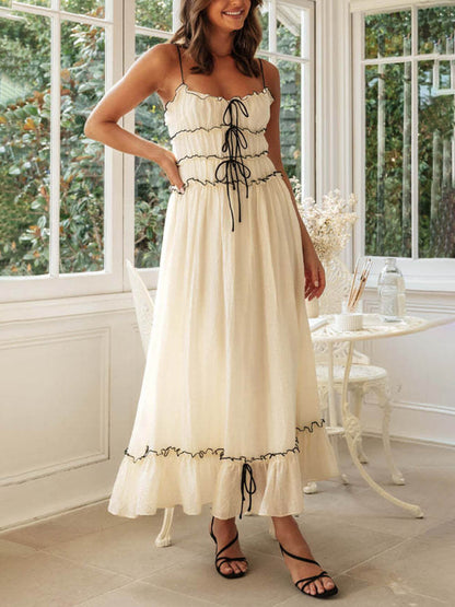 Café Blanc Frill Midi Dress - TheBohoBloom