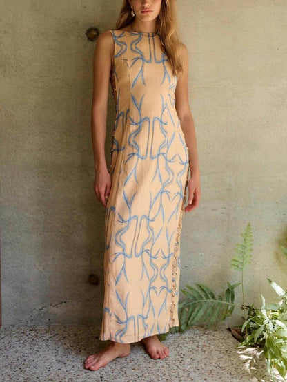 Earthline Abstract Midi Dress - TheBohoBloom