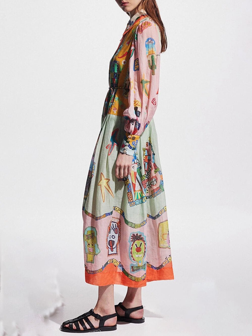Color Pop Illustrated Midi Dress - TheBohoBloom