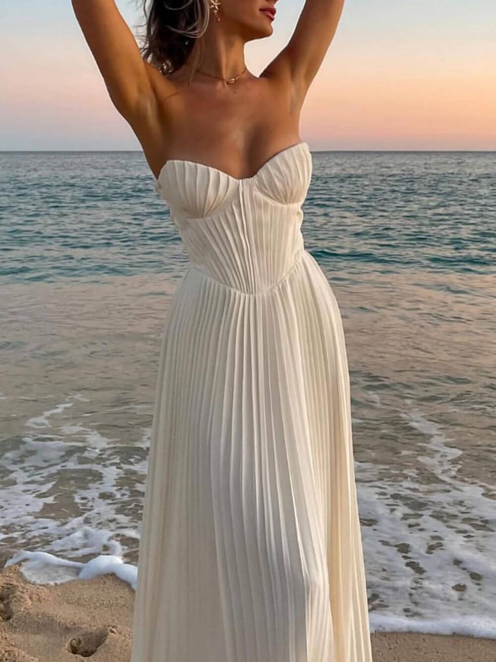 Classic Strapless Pleated Maxi Dress - TheBohoBloom