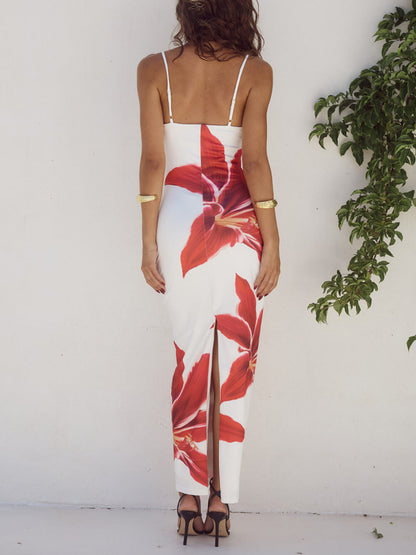 Unforgettable Abstract Floral Print Maxi Dress