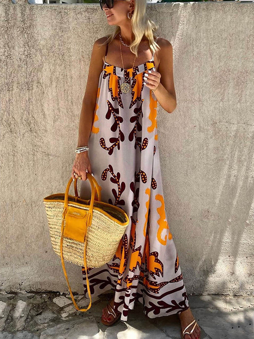 Ethnic Printed Loose Cami Maxi Dress