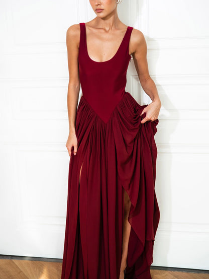 Elegant Sleeveless High Slit Maxi Dress