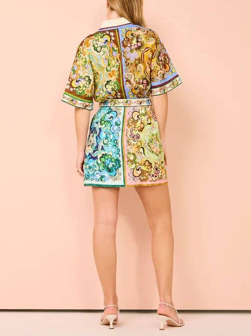Groovy Garden Satin Mini Dress - TheBohoBloom