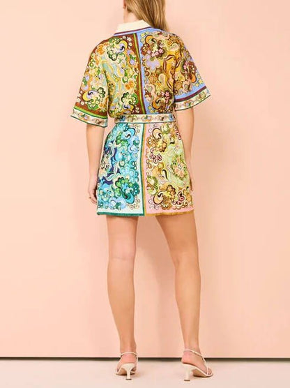 Groovy Garden Satin Mini Dress - TheBohoBloom