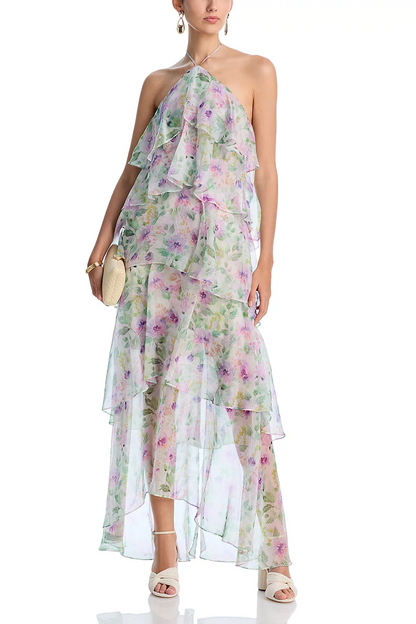 Lucienne Sheer Cascade Maxi Dress
