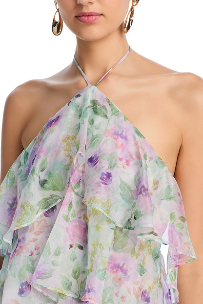 Lucienne Sheer Cascade Maxi Dress