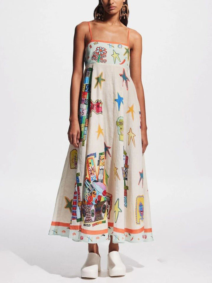 Boho Graffiti Sling Maxi Dress